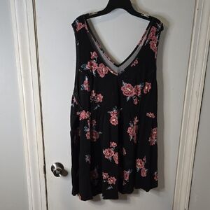 Torrid Super Soft Knit Black Tank With Pink Floral Size 6X
